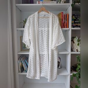 Skinnydip Women's Swim Coverup White Lace Open-Front Cardigan One Size